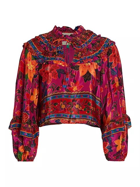 Pink Tropical Tapestry Long Sleeve Blouse {Farm Rio} - MISRED