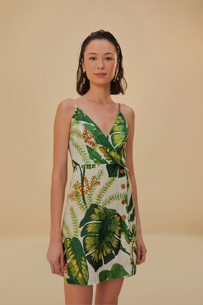 Tropical Forest Off-White Mini Dress {Farm Rio} - MISRED