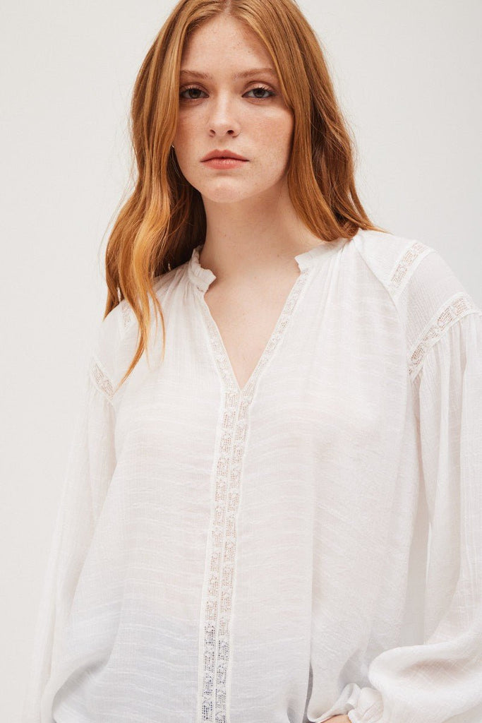 White Lace Trim Blouse - MISRED