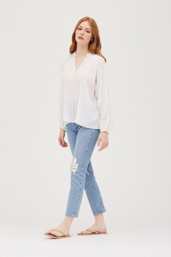 White Lace Trim Blouse - MISRED