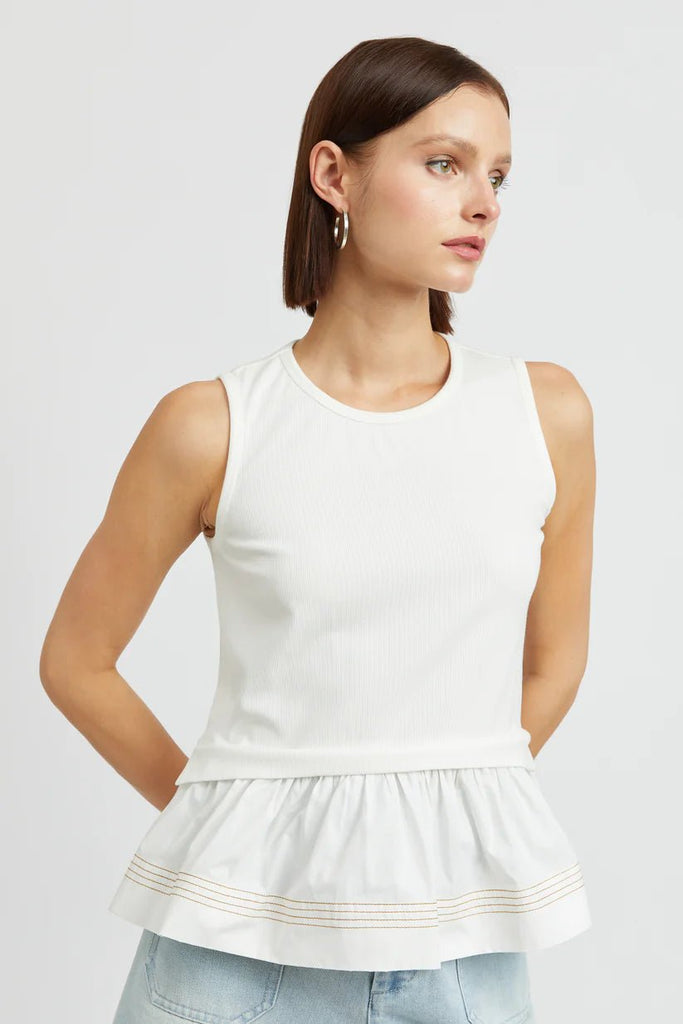 White Ruffle Tank - MISRED