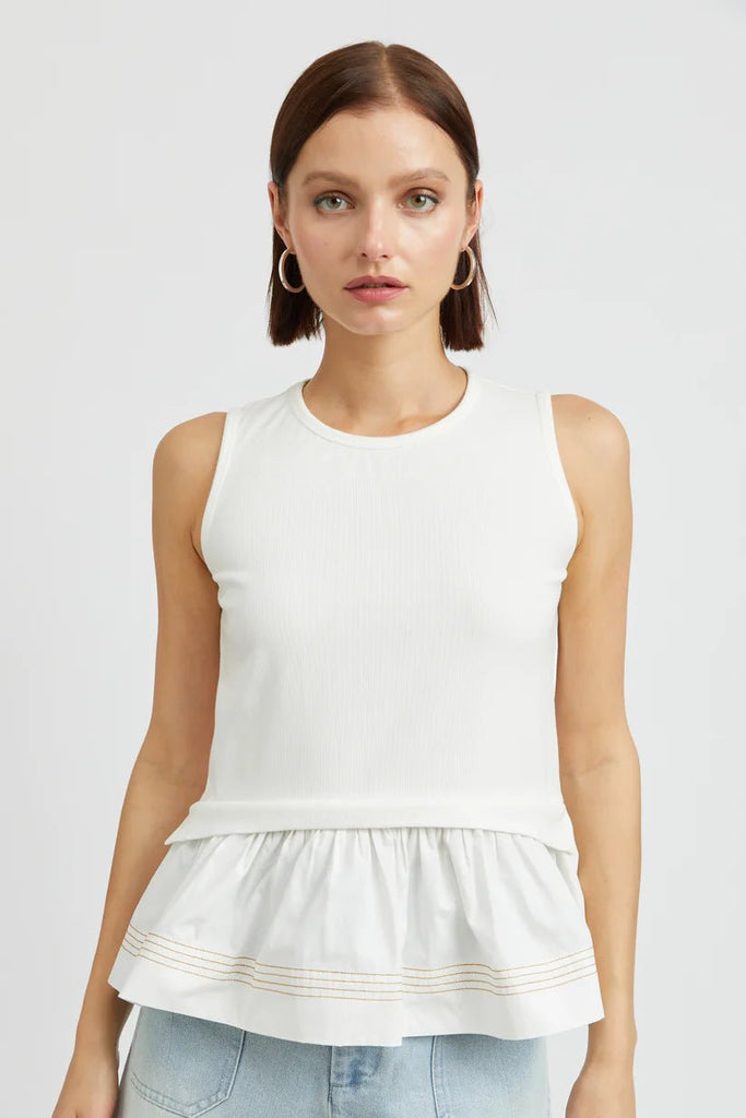 White Ruffle Tank - MISRED