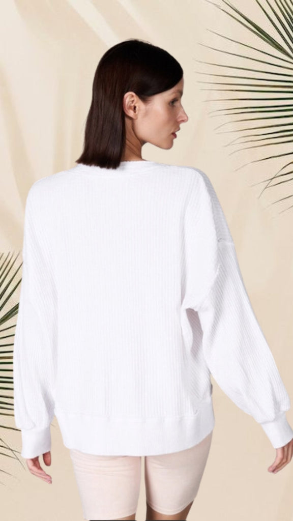 White Waffle Pull Over Top - MISRED