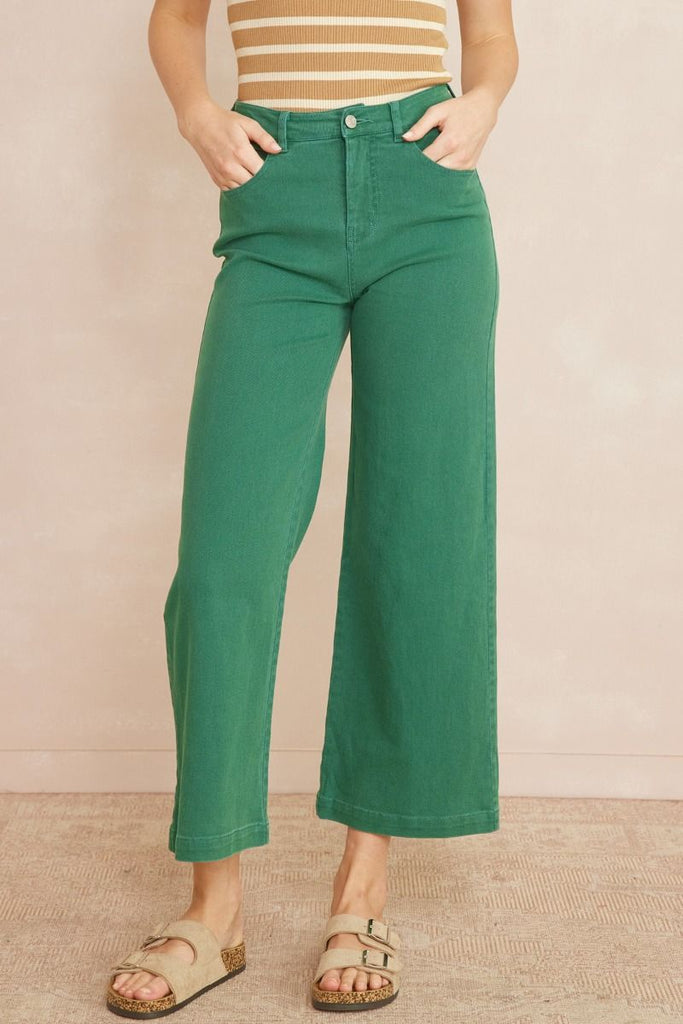 Wide Leg Cropped Pants - MISRED